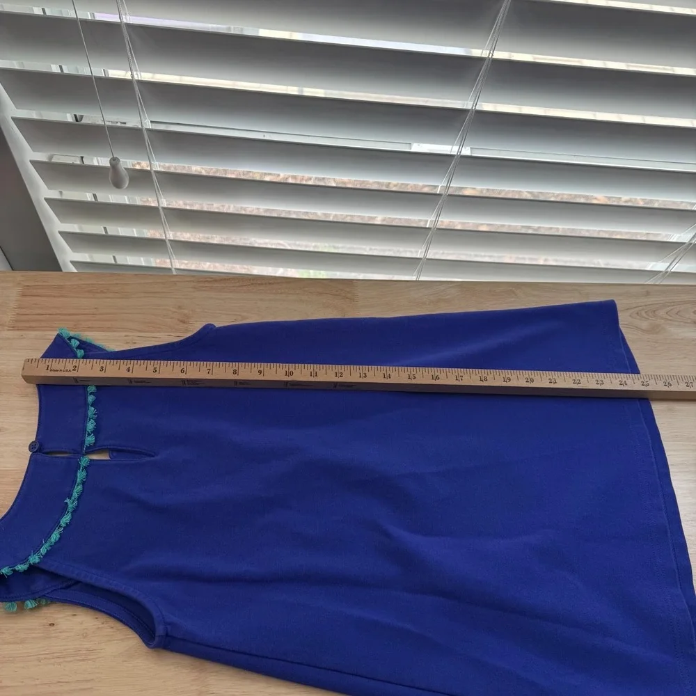 Gymboree Shift Dress Size 8 Blue Safari Embroidered Tassel Sleeveless‎ Summer
